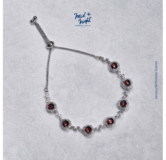 January Birthstone-Garnet Bubble Bracelet
